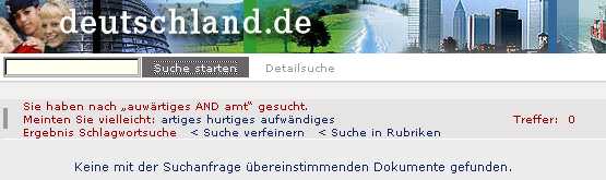 auf der suche nach dem äuswärtigen amt bei deutschland.de erfolglos